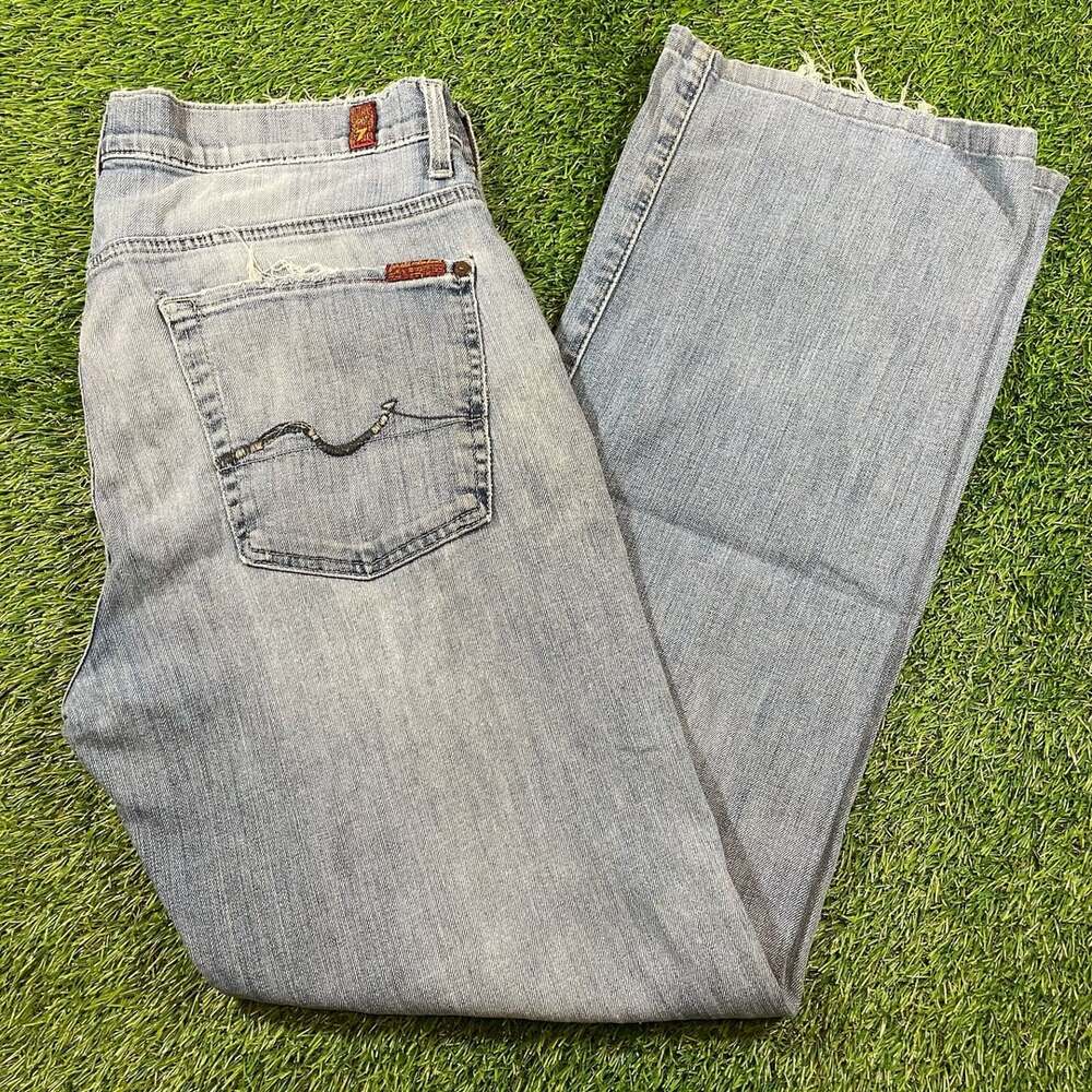 7 For All Mankind Straight Leg Jeans Size 36x32 Light Wash